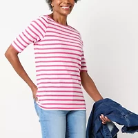 St. John's Bay Womens Boat Neck Elbow Sleeve Blouse