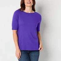 St. John's Bay Womens Boat Neck Elbow Sleeve Blouse