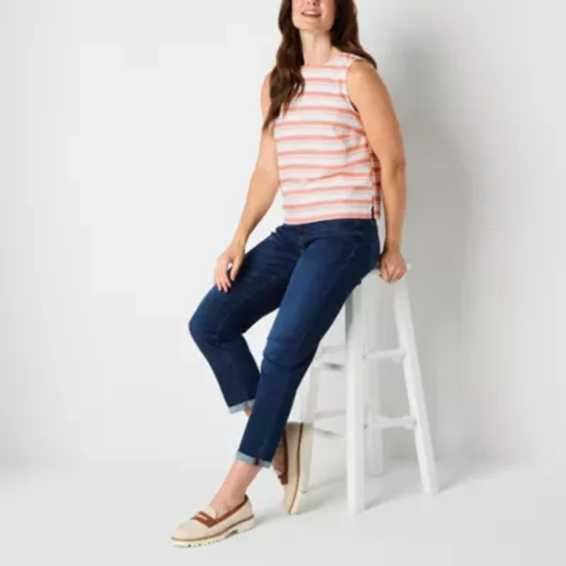 St. John's Bay Womens Crew Neck Sleeveless Blouse