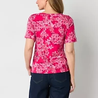 Liz Claiborne Womens Boat Neck Short Sleeve T-Shirt