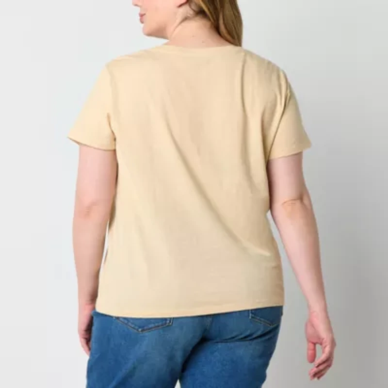 a.n.a Womens Plus V Neck Short Sleeve T-Shirt