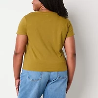 a.n.a Womens Plus V Neck Short Sleeve T-Shirt