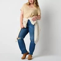 a.n.a Womens Plus V Neck Short Sleeve T-Shirt