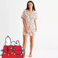 Disney Mjc Womens Snoopy Short Sleeve 2-pc. Pajama Sets