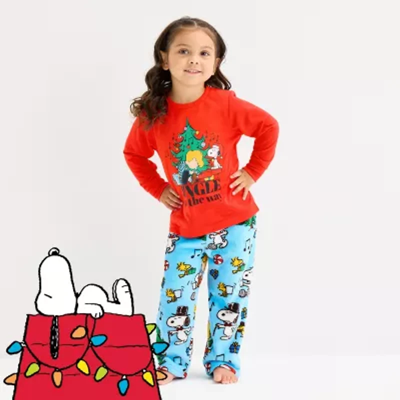 Toddler Unisex Peanuts Snoopy Microfleece Crew Neck Long Sleeve 2-pc. Matching Family Pajama Sets