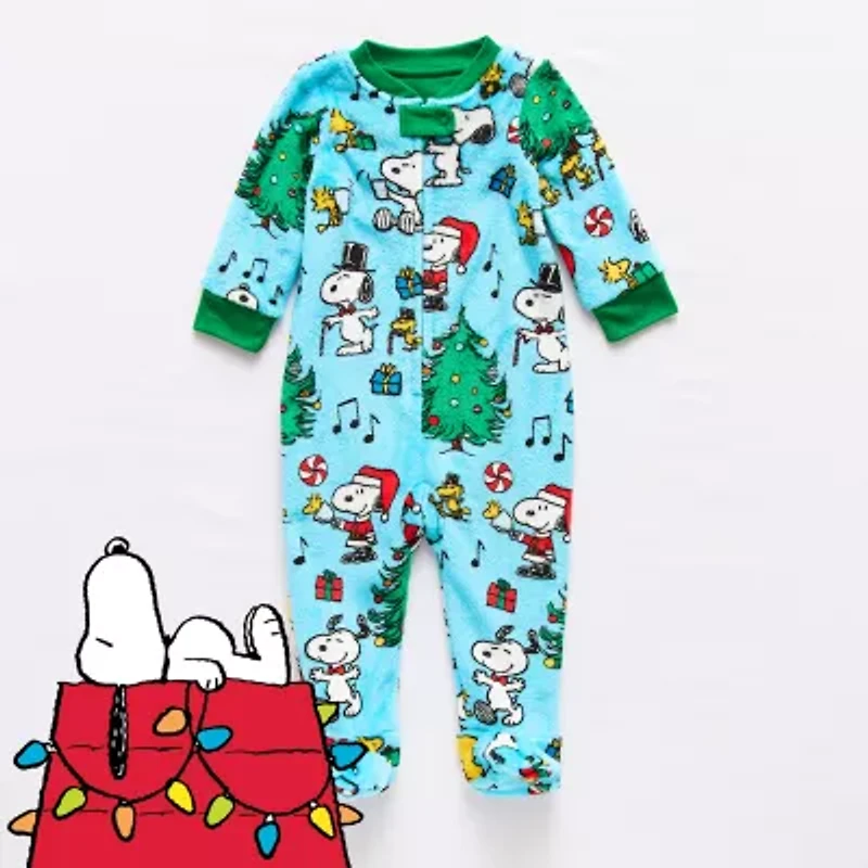Baby Unisex Peanuts Snoopy Microfleece Long Sleeve Matching Family Footed Pajamas
