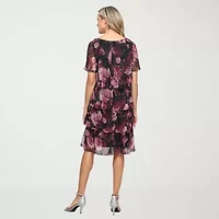 S. L. Fashions Womens Short Sleeve Floral Shift Dress