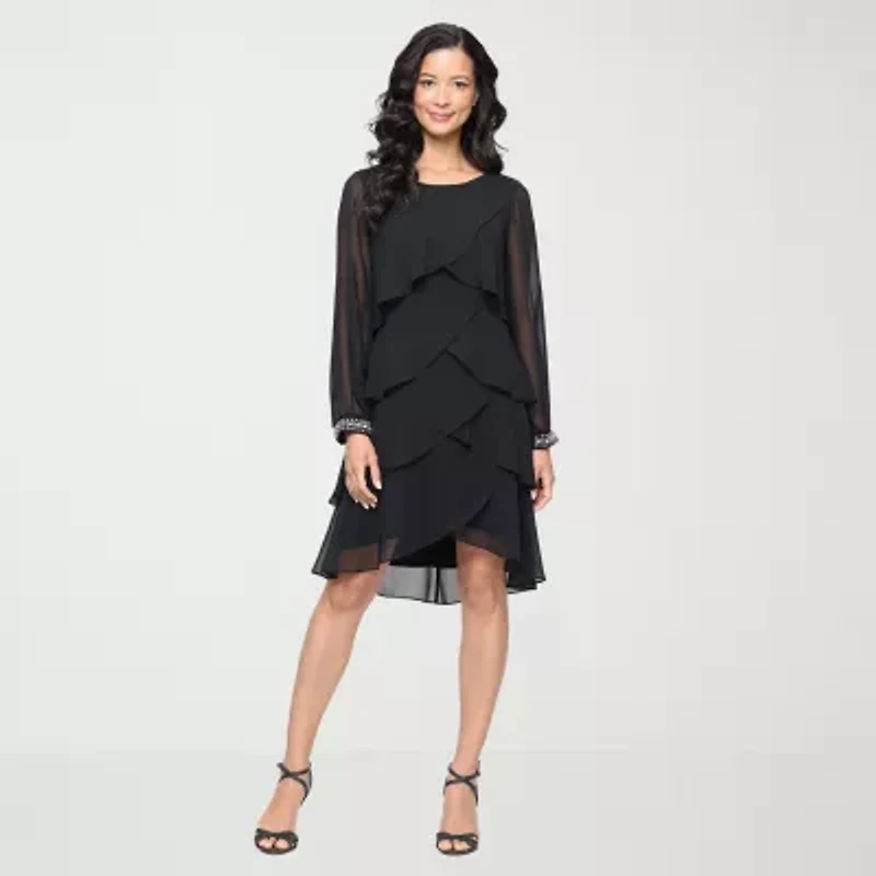 S. L. Fashions Womens Long Sleeve Shift Dress
