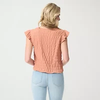 JS Jessica Simpson Womens Square Neck Short Sleeve Blouse