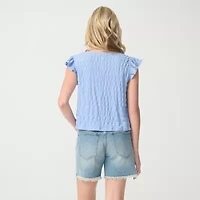 JS Jessica Simpson Womens Square Neck Short Sleeve Blouse