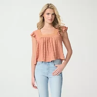 JS Jessica Simpson Womens Square Neck Short Sleeve Blouse