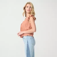 JS Jessica Simpson Womens Square Neck Short Sleeve Blouse