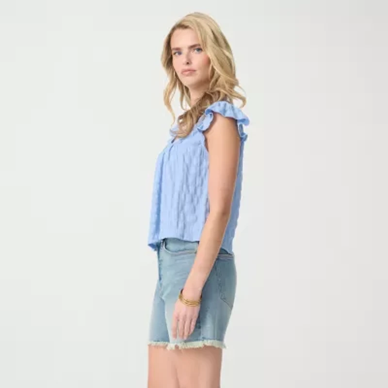JS Jessica Simpson Womens Square Neck Short Sleeve Blouse