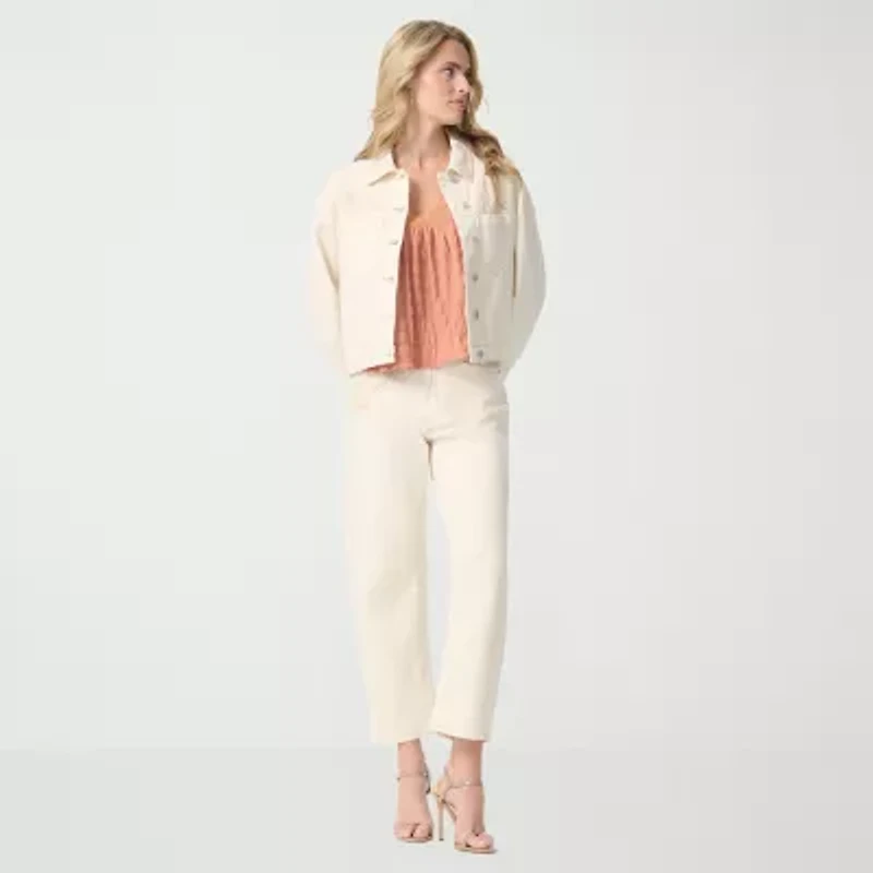 JS Jessica Simpson Womens Denim Embroidered Lightweight Jacket