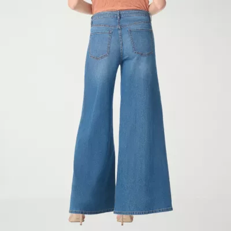 JS Jessica Simpson Womens High Rise Stretch Fabric Wide Leg Jean