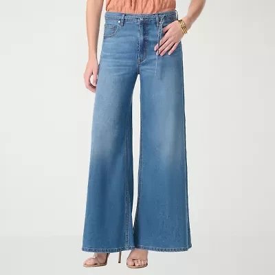 JS Jessica Simpson Womens High Rise Stretch Fabric Wide Leg Jean