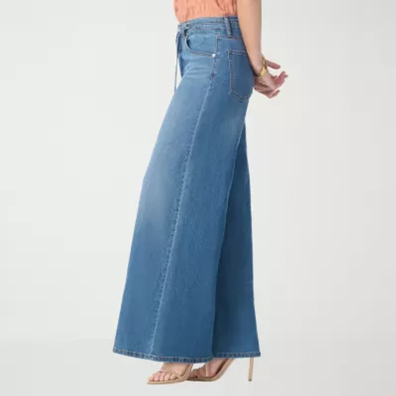 JS Jessica Simpson Womens High Rise Stretch Fabric Wide Leg Jean