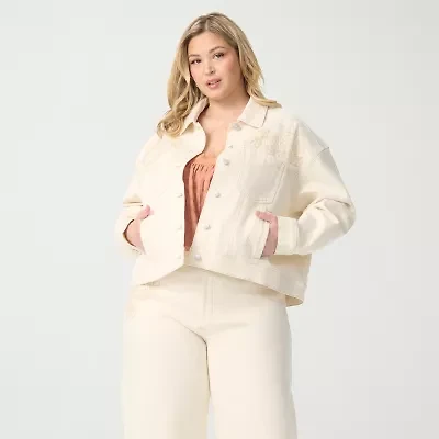 JS Jessica Simpson Womens Plus Embroidered Lightweight Jacket