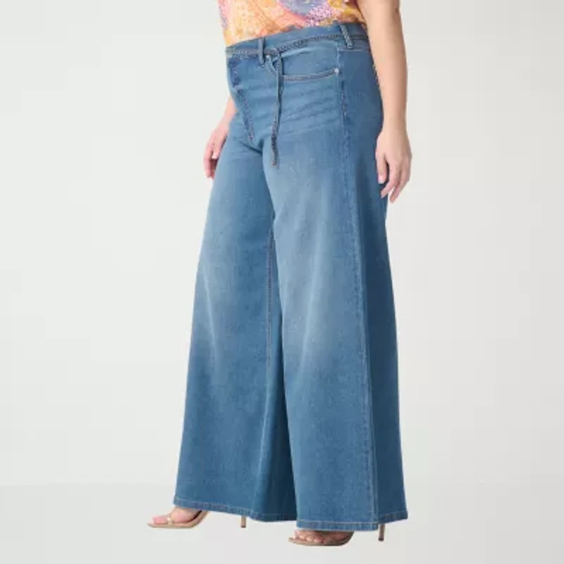 JS Jessica Simpson Womens Plus High Rise Wide Leg Jean