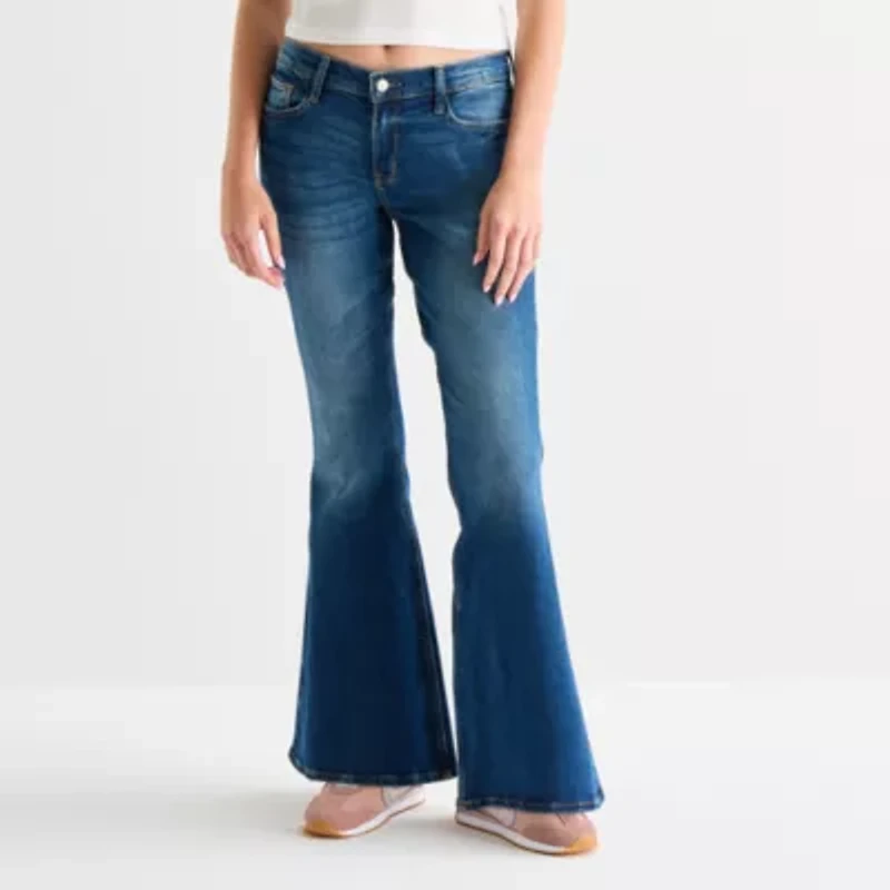 Arizona Womens Juniors Low Rise Stretch Fabric Flare Leg Jean