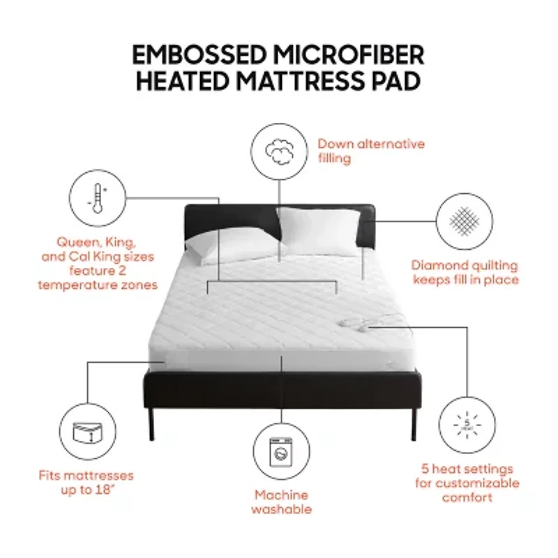 Sharper Image Embossed Microfiber Heated Mattress Pad