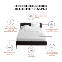 Sharper Image Embossed Microfiber Heated Mattress Pad