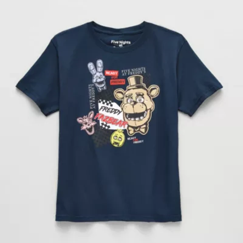 Little & Big Kid Boys Crew Neck Short Sleeve Regular Fit Five Nights at Freddys Graphic T-Shirt
