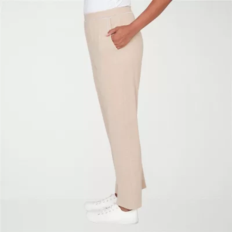 Alfred Dunner Comfort And Joy Womens Straight Mid Rise Pull-On Pant
