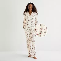 Adonna Womens Fleece Long Sleeve 2-pc. Pajama Sets