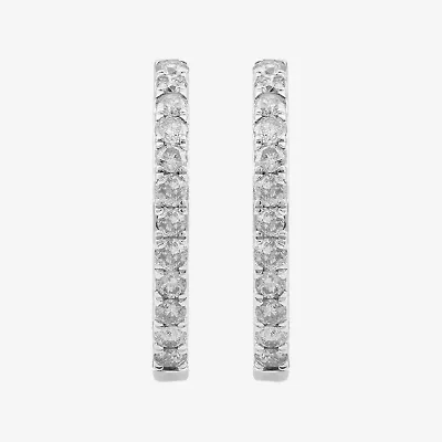 (I, I2) Womens 1 CT. T.W. Lab Grown White Diamond 10K Gold 22.5mm Circle Hoop Earrings