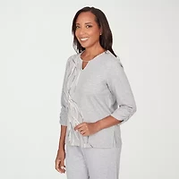 Alfred Dunner Comfort And Joy Womens Split Crew Neck 3/4 Sleeve T-Shirt