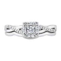 Womens 1/5 CT. Natural White Diamond 10K Gold Cushion Bridal Set