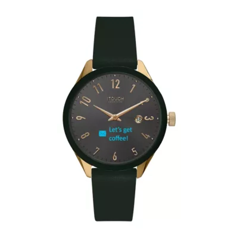 iTouch Connected for Women: Gold Case with Olive Leather Strap Hybrid Smartwatch (38mm) 13914G-51-D22