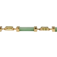 Womens Genuine Green Jade 14K Gold Over Silver Strand Bracelet