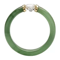 Womens 5MM Genuine Green Jade 10K Gold Band