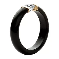 Womens 5MM Genuine Black Jade 10K Gold Band