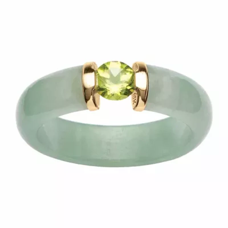 Womens 5MM Genuine Jade 10K Gold Band