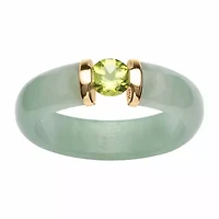 Womens 5MM Genuine Jade 10K Gold Band