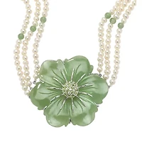 Womens Green Sterling Silver 16 Inch Collar Necklace