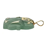 Elephant Womens Genuine Green Jade 14K Gold Pendant