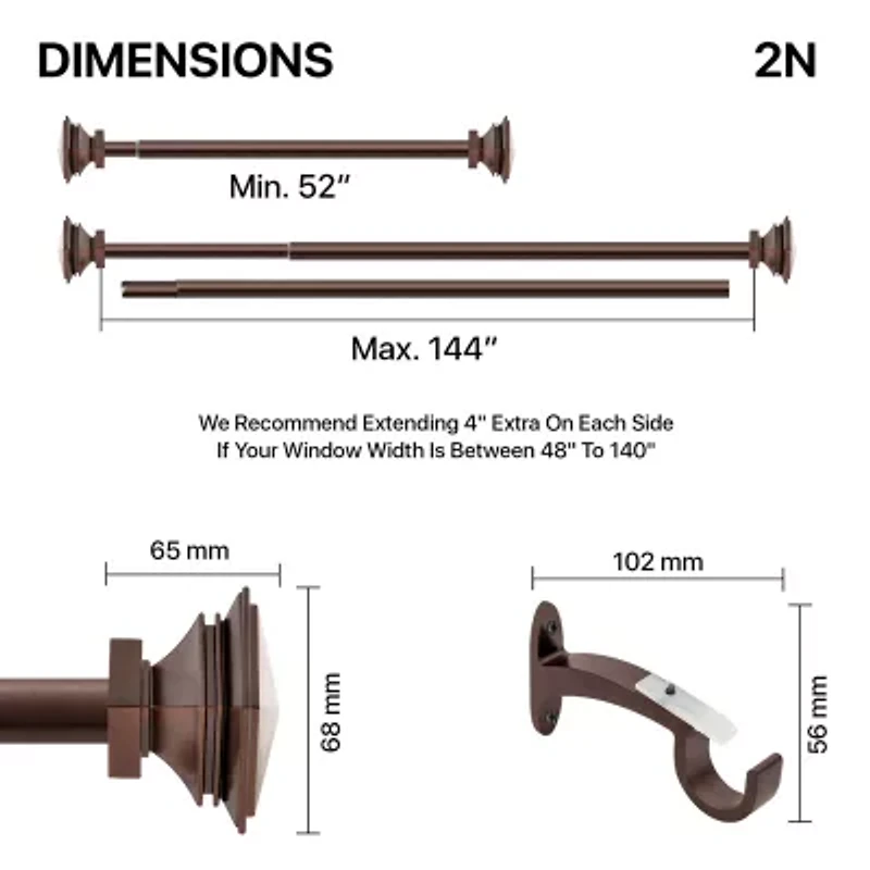 Deco Window 2-Pack Basics Square 1 Curtain Rod