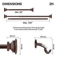 Deco Window 2-Pack Basics Square 1 Curtain Rod