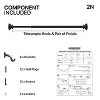 Deco Window 2-Pack Basics Square 1 Curtain Rod
