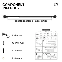 Deco Window 2-Pack Basics Urn 1 Curtain Rod