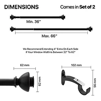 Deco Window 2-Pack Urn 1 Curtain Rod