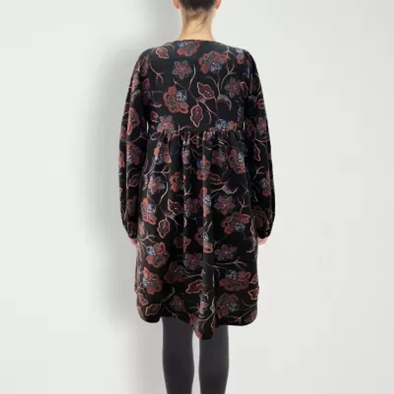 White Mark Womens Long Sleeve Embroidered Paisley Sweater Dress