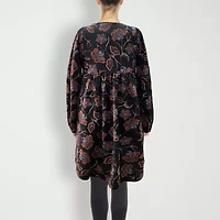 White Mark Womens Long Sleeve Embroidered Paisley Sweater Dress