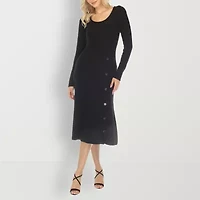 White Mark Womens Long Sleeve Midi Sweater Dress