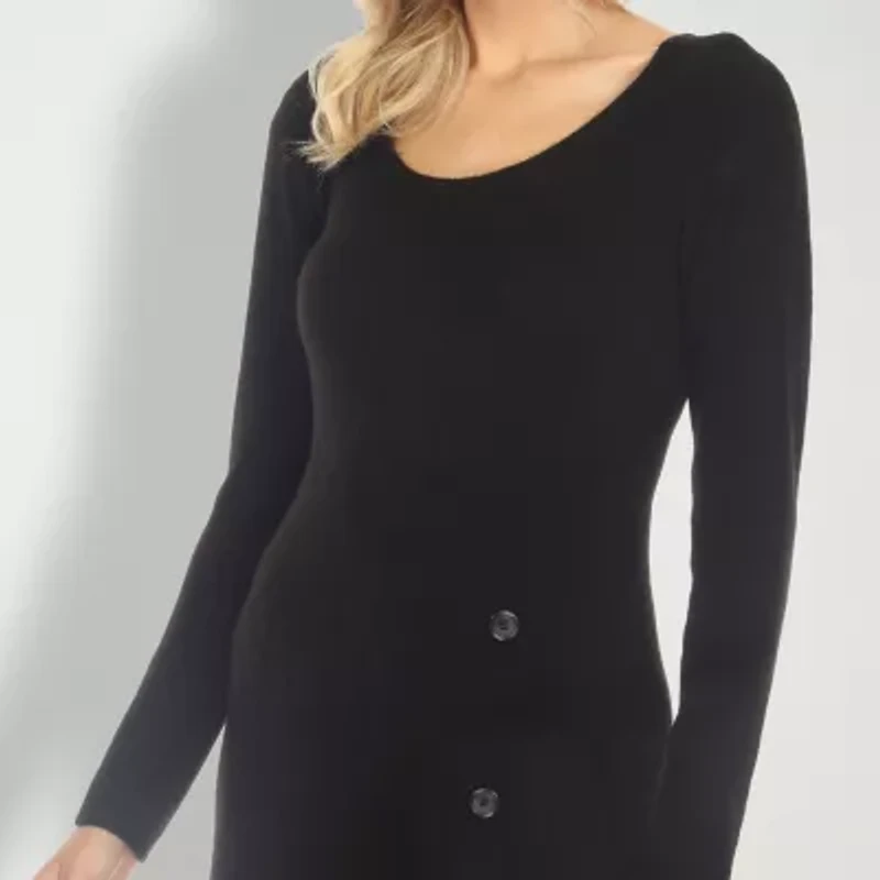 White Mark Womens Long Sleeve Midi Sweater Dress