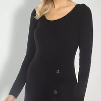 White Mark Womens Long Sleeve Midi Sweater Dress